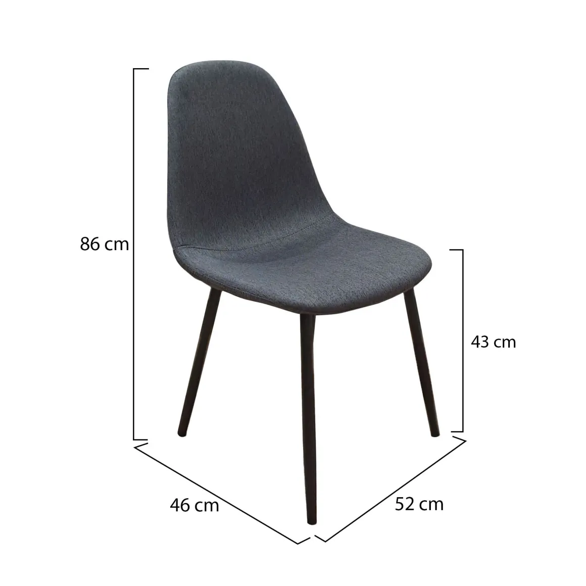Set di Sedie Nero Antracite Nero 4 Sedie Imbottito, Sfumatura Colore Struttura Antracite - Zambrone