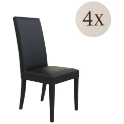 Set di Sedie Nero Nero 4 Sedie Imbottito, Effetto Laccato - Ferraris