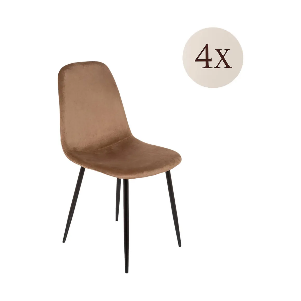 Set di 4 sedie pranzo imbottite in velluto beige - Arter