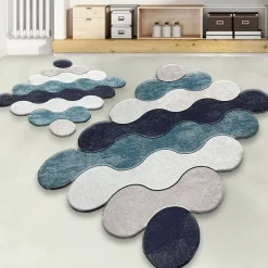 Tappeti Da Bagno > Dmora Set di 2 tappeti da bagno Anderson, 100x60 cm, Blu e Bianco Bianco, Blu