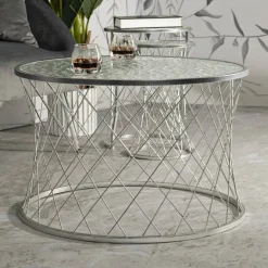 Set di 4 tavolini da salotto Cabiaglio, 70x70 h55 cm, Argento