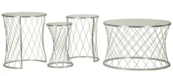 Set di 4 tavolini da salotto Cabiaglio, 70x70 h55 cm, Argento