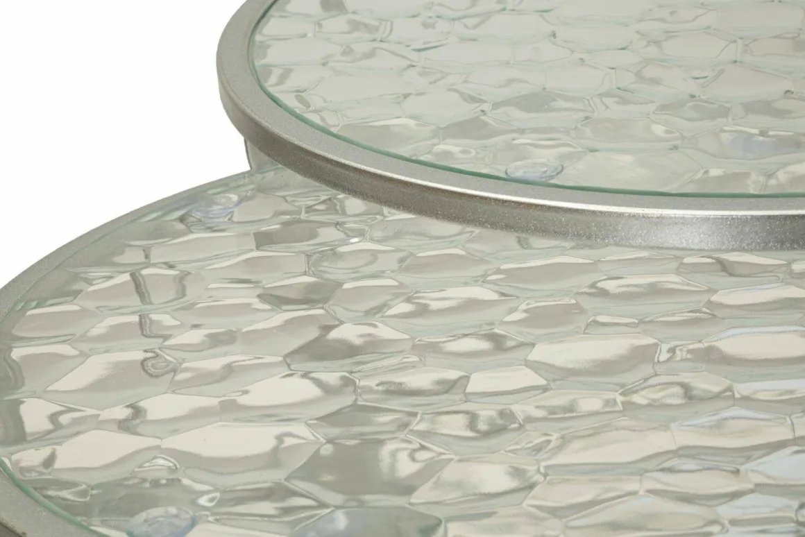 Set di 4 tavolini da salotto Cabiaglio, 70x70 h55 cm, Argento