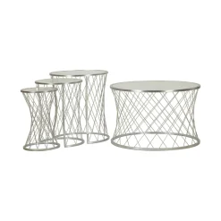 Set di 4 tavolini da salotto Cabiaglio, 70x70 h55 cm, Argento