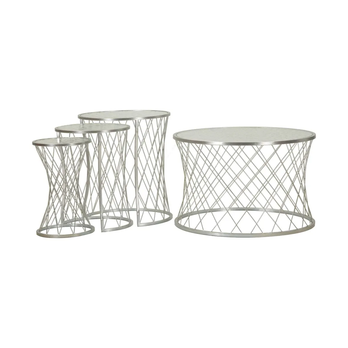Set di 4 tavolini da salotto Cabiaglio, 70x70 h55 cm, Argento