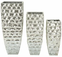 Oggettistica|Vasi > Dmora Set di 3 vasi Cavatore, 38x38 h91 cm, Argento