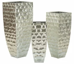 Oggettistica|Vasi > Dmora Set di 3 vasi Cavatore, 38x38 h91 cm, Argento