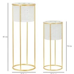Set di 2 vasi Dore, 17x17 h46 cm, Bianco e Oro