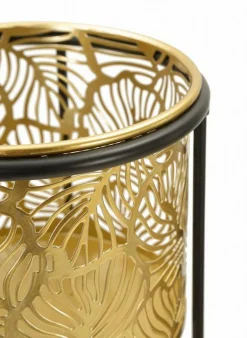 Oggettistica|Vasi > Dmora Set di 2 vasi Dore, 17x17 h45 cm, Nero e Oro Oro, Nero