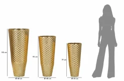 Oggettistica|Vasi > Dmora Set di 3 vasi Manara, 48x48 h110 cm, Oro
