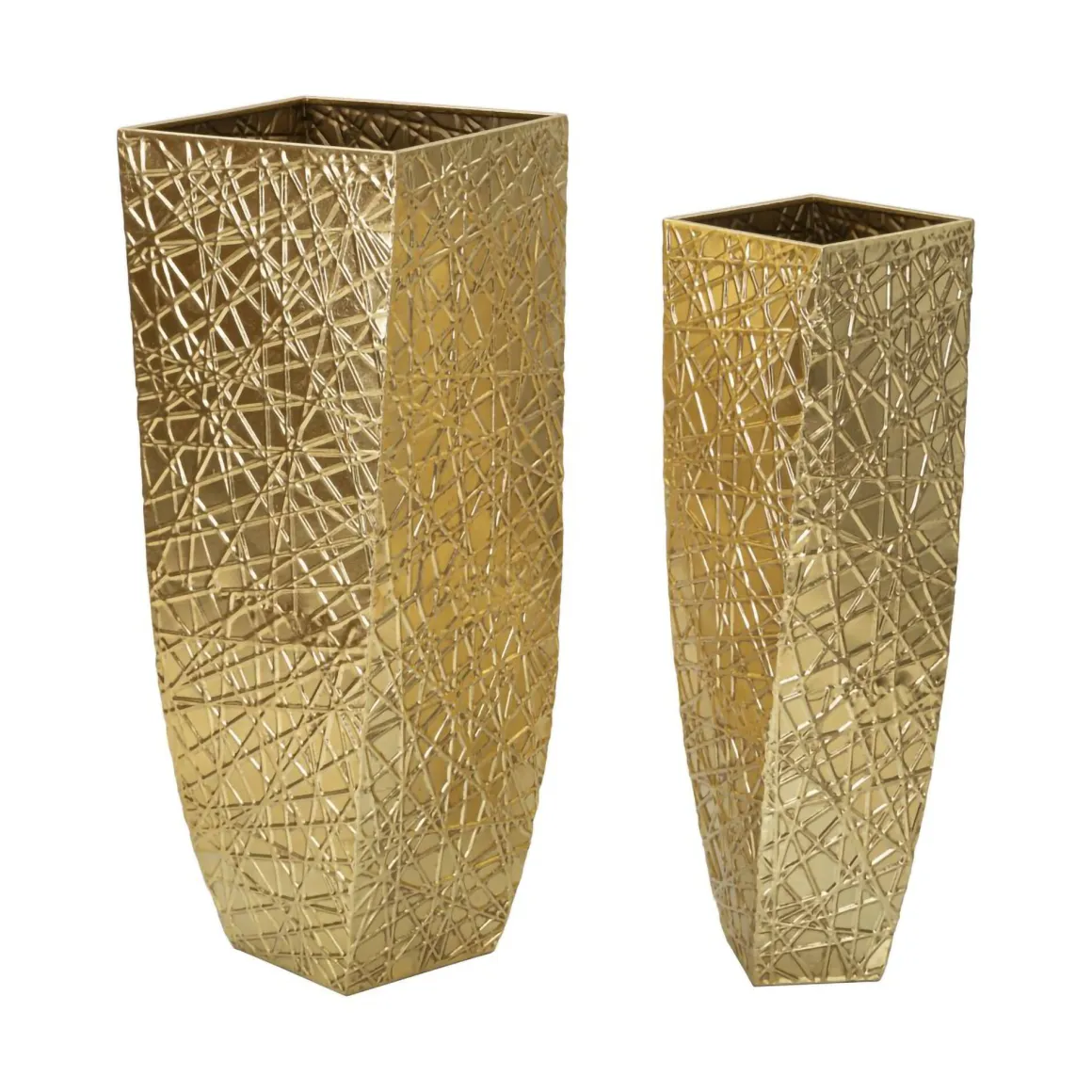 Set di 2 vasi Ritaldi, 34x34 h90 cm, Oro