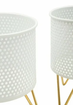 Set di 2 vasi Vif, 16x16 h20 cm, Bianco e Oro