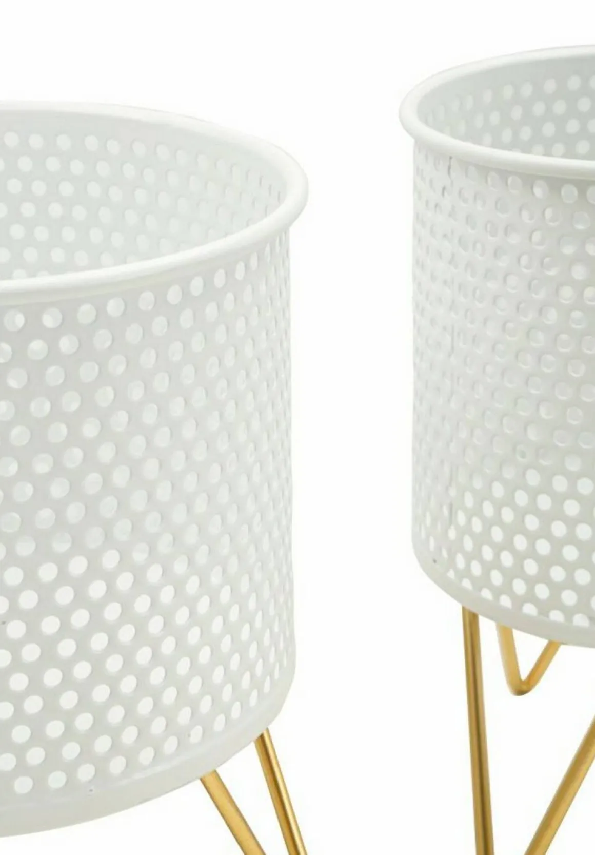Set di 2 vasi Vif, 16x16 h20 cm, Bianco e Oro