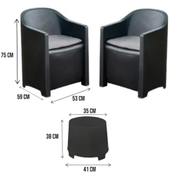 Set giardino economico 2 poltrone effetto liscio antracite - Artax