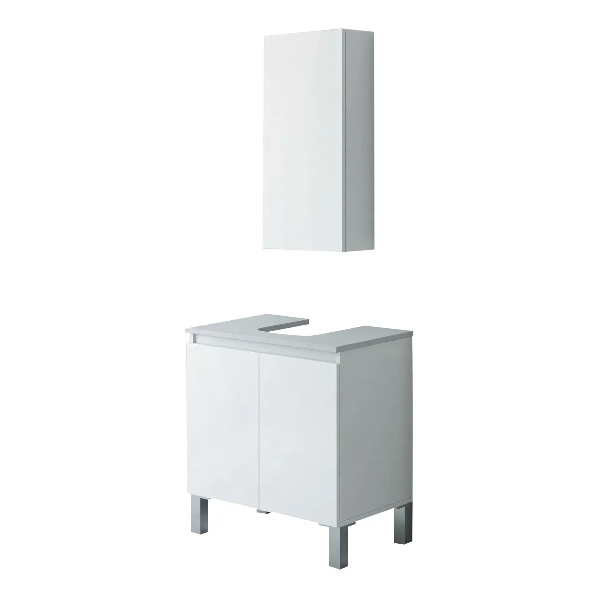 Mobili Sottolavabo > Dmora Set Mobili Bagno 3 Ripiani 3 Ante, 5 Vani - Vignola Bianco Lucido