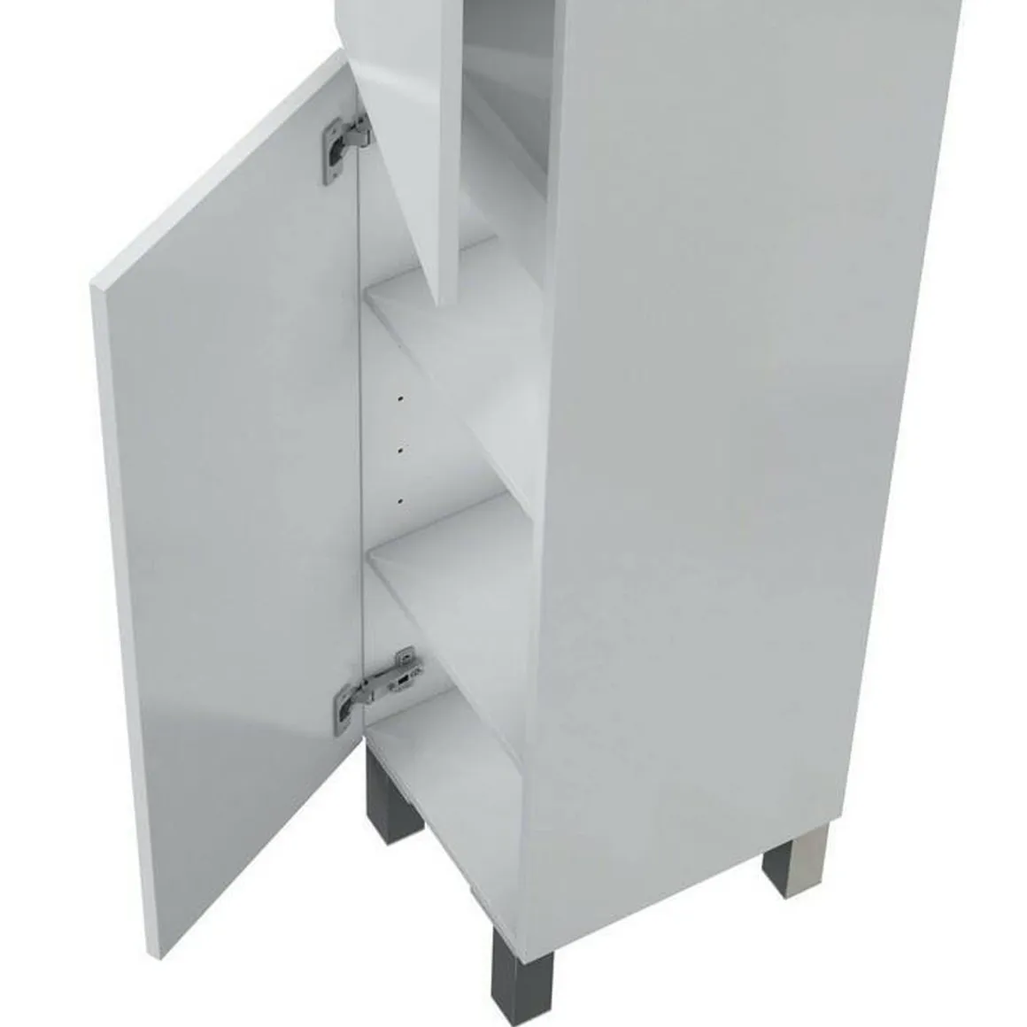 Set Mobili Bagno Bianco Lucido 5 Ripiani 4 Ante, 8 Vani - Vignolo