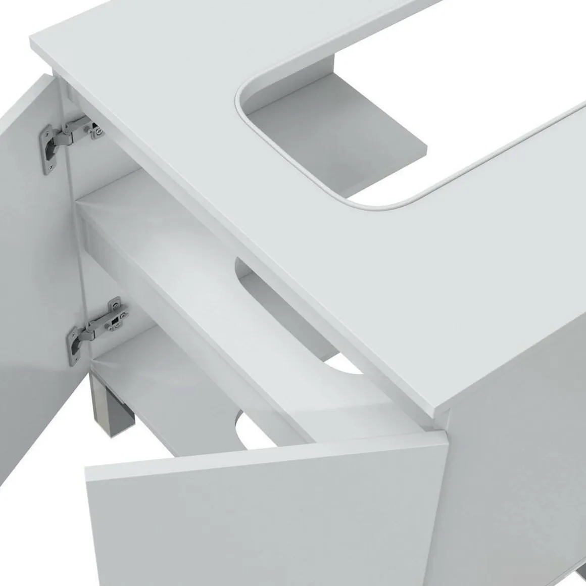 Set Mobili Bagno Bianco Lucido 5 Ripiani 4 Ante, 8 Vani - Vignolo