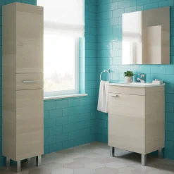 Set Mobili Bagno Marrone Rovere un Cassetto 3 Ripiani, 3 Ante - Trivento