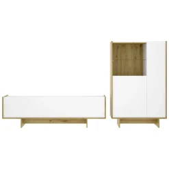 Mobili Soggiorno > Dmora Set Mobili da Soggiorno Bianco Marrone Rovere Nodi Cassetti Modulabile, 5 Ripiani - Walla Marrone Rovere Nodi, Bianco