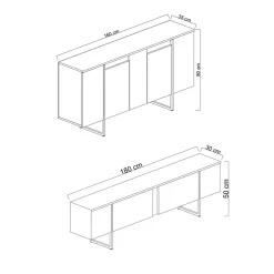 Mobili Soggiorno > Dmora Set Mobili da Soggiorno Bianco Nero Modulabile 4 Ripiani, Apertura a Ribalta - Gizzeria Nero, Bianco