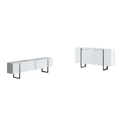 Mobili Soggiorno > Dmora Set Mobili da Soggiorno Bianco Nero Modulabile 4 Ripiani, Apertura a Ribalta - Gizzeria Nero, Bianco
