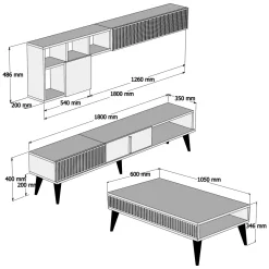 Mobili Soggiorno > Dmora Set Mobili da Soggiorno Marrone Noce Bianco Modulabile 7 Ripiani, Un'anta - Mazzano Bianco, Marrone Noce