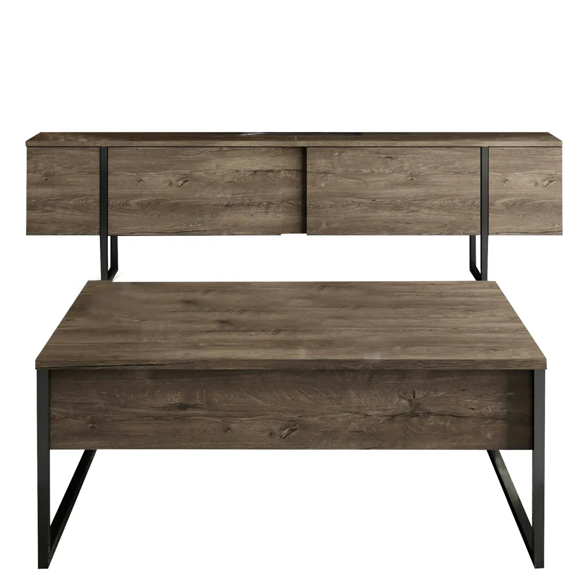 Mobili Soggiorno > Dmora Set Mobili da Soggiorno Marrone Noce Nero Modulabile 2 Ante, 2 Vani - Mornasco Nero, Marrone Noce