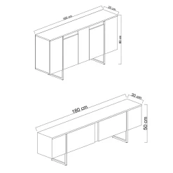 Set Mobili da Soggiorno Marrone Noce Nero Modulabile 4 Ripiani, Apertura Battente, a Ribalta - Pignano