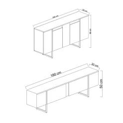 Mobili Soggiorno > Dmora Set Mobili da Soggiorno Marrone Rovere Bianco 7 Ripiani Modulabile, Apertura Battente - Literno Bianco, Marrone Rovere