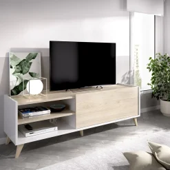 Mobili Soggiorno > Dmora Set Mobili da Soggiorno Marrone Rovere Bianco Cassetti Modulabile, 5 Ripiani - Sutter Bianco, Marrone Rovere