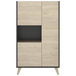 Set Mobili da Soggiorno Marrone Rovere Nero Antracite Cassetti Modulabile, 5 Ripiani - Tulare