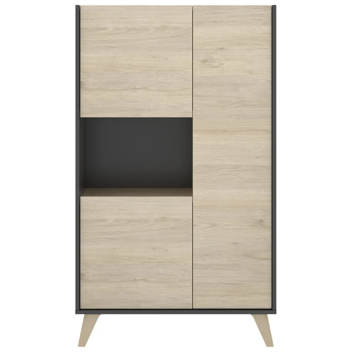 Set Mobili da Soggiorno Marrone Rovere Nero Antracite Cassetti Modulabile, 5 Ripiani - Tulare