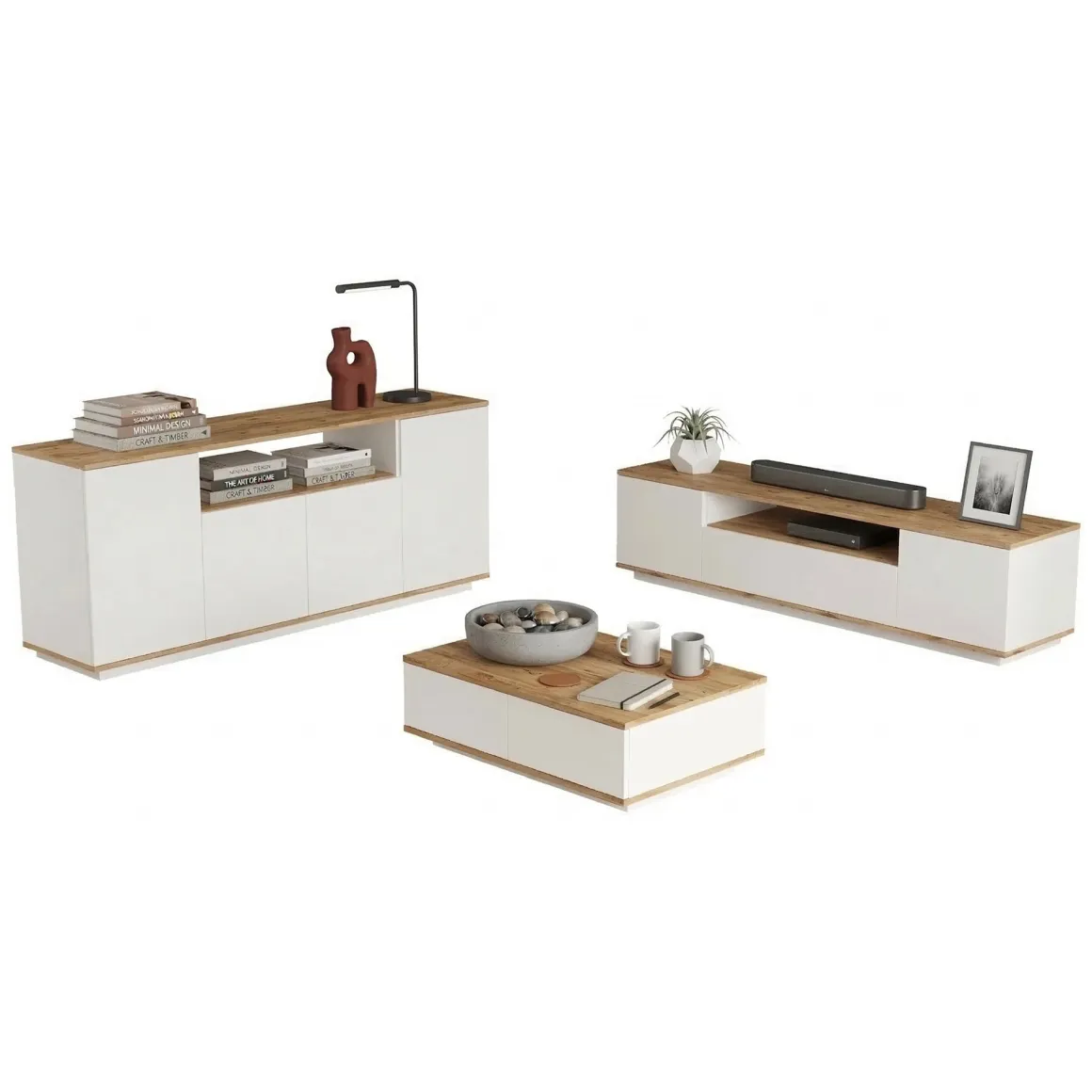 Mobili Soggiorno > Dmora Set Mobili da Soggiorno Marrone Rovere Nodi Nero Antracite Modulabile 15 Ripiani, 6 Ante - Foza Nero Antracite, Marrone Rovere Nodi