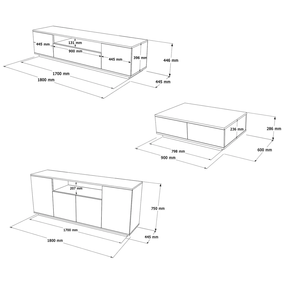 Mobili Soggiorno > Dmora Set Mobili da Soggiorno Marrone Rovere Nodi Nero Antracite Modulabile 15 Ripiani, 6 Ante - Foza Nero Antracite, Marrone Rovere Nodi