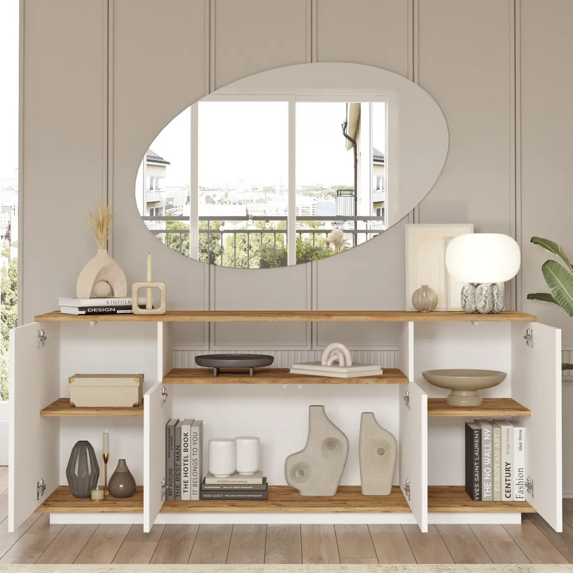 Mobili Soggiorno > Dmora Set Mobili da Soggiorno Marrone Rovere Nodi Nero Antracite Modulabile 15 Ripiani, 6 Ante - Foza Nero Antracite, Marrone Rovere Nodi