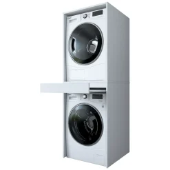 Set Mobili per Lavanderia Bianco un Ripiano un Cassetto, 2 Vani - Pertusio