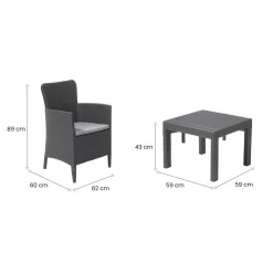 Set salotto balcone 2 poltrone antracite - Brooks