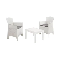 Set salotto cortile economico 2 posti e 1 tavolo bianco - Aneta