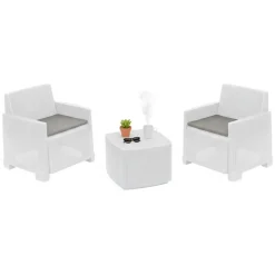 Set Salotto da Esterno Bianco 2 Posti un Tavolino, Made in Italy - Ari