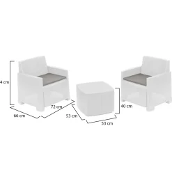 Set Salotto da Esterno Bianco 2 Posti un Tavolino, Made in Italy - Ari