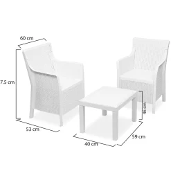 Set Da Esterno|Salotti Da Giardino > Dmora Set Salotto da Esterno 2 Posti un Tavolino, Made in Italy - Cassville Bianco