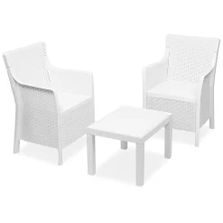 Set Da Esterno|Salotti Da Giardino > Dmora Set Salotto da Esterno 2 Posti un Tavolino, Made in Italy - Cassville Bianco