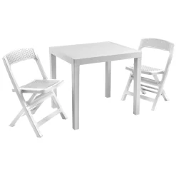 Set Da Esterno|Salotti Da Giardino > Dmora Set Salotto da Esterno 2 Posti un Tavolino, Made in Italy - Floritan Bianco