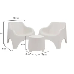 Set Salotto da Esterno Bianco 2 Posti un Tavolino, Tavolo Tavolino - Cormons
