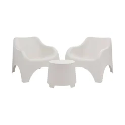 Set Salotto da Esterno Bianco 2 Posti un Tavolino, Tavolo Tavolino - Cormons
