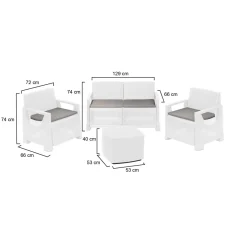 Set Salotto da Esterno Bianco 4 Posti un Tavolino, Cuscini Inclusi - Triulzi
