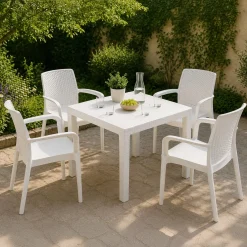 Set Da Esterno|Salotti Da Giardino > Dmora Set Salotto da Esterno 4 Posti un Tavolino, Made in Italy - Lasca Bianco