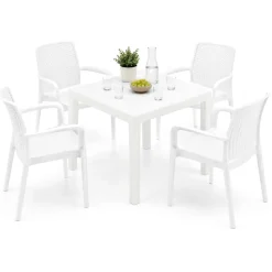 Set Da Esterno|Salotti Da Giardino > Dmora Set Salotto da Esterno 4 Posti un Tavolino, Made in Italy - Lasca Bianco