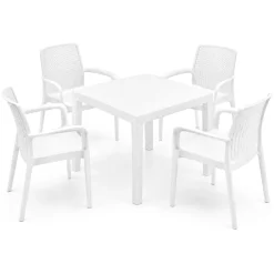 Set Da Esterno|Salotti Da Giardino > Dmora Set Salotto da Esterno 4 Posti un Tavolino, Made in Italy - Lasca Bianco