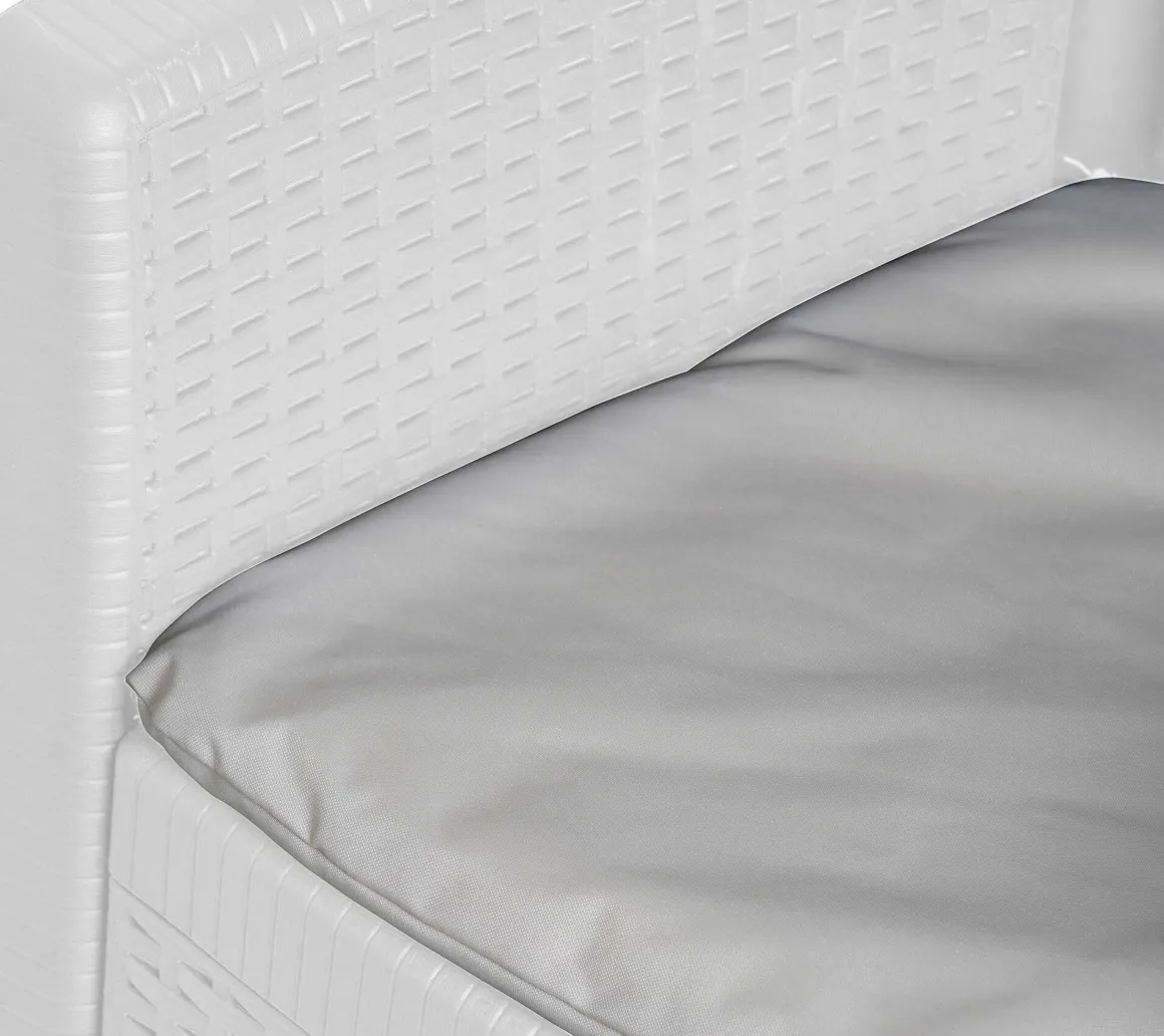 Set Salotto da Esterno Bianco Bianco 6 Posti 2 Tavolini, Impermeabile Idrorepellente Made in Italy - Dervio
